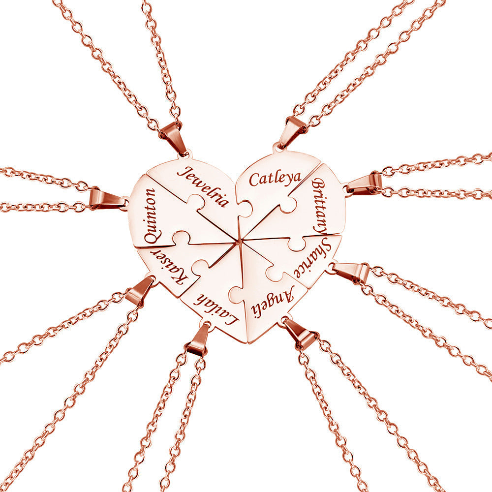 Karnz | Personalisierte Familienherz-Puzzle-Halskette
