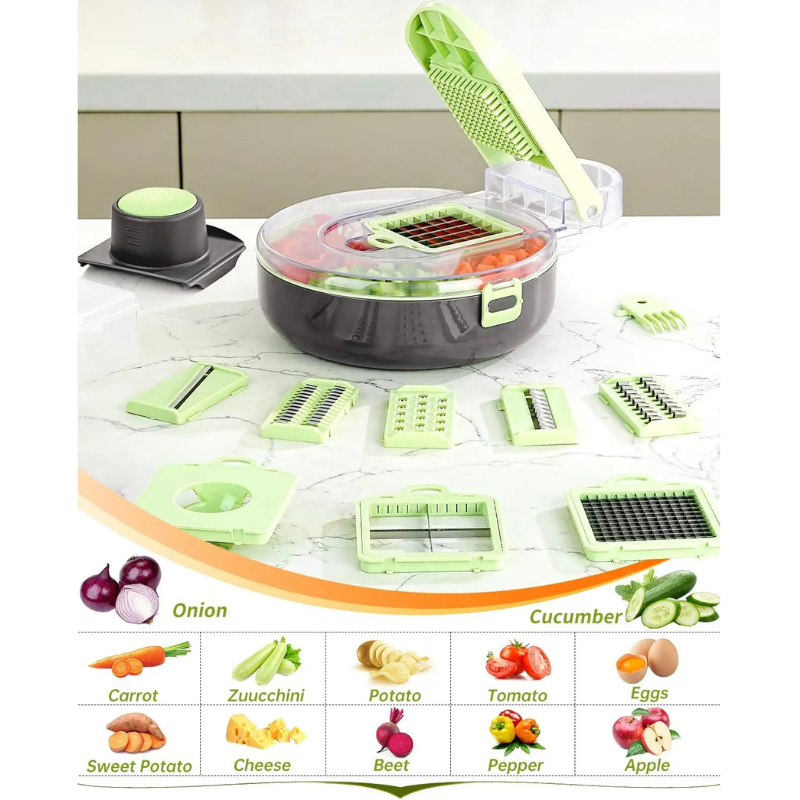 9 in 1 Küchenschnittgemüse Schneider Slicer Dicer Cutter mit Behälter | Karnz