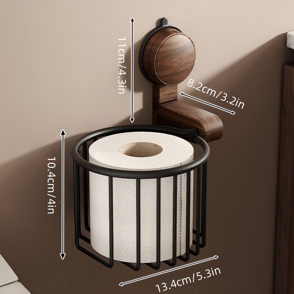 Walnuss Holz Toilettenpapier Halter – Kein Bohren mit Saugnapf | Karnz