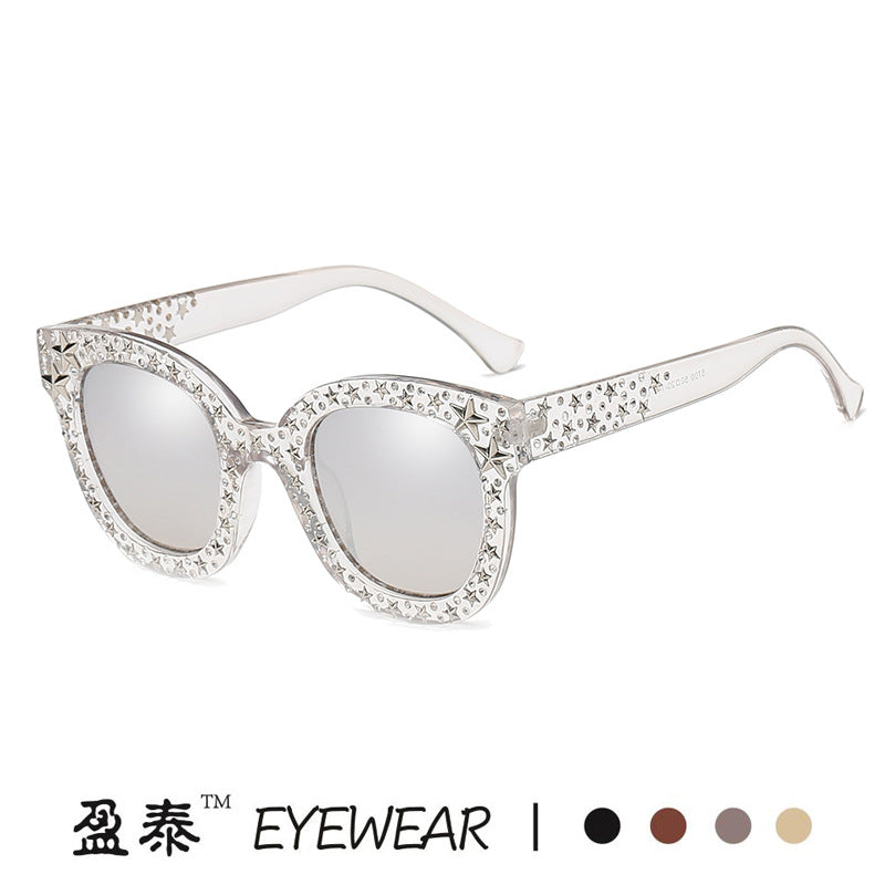 Damen extravagante Cat-Eye Sonnenbrille mit funkelnden Strassverzierungen Karnz