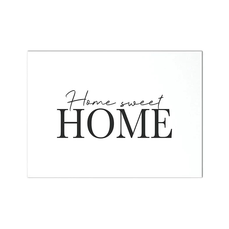 Home Sweet Home Schwarze Weiße Zitate Poster Wandkunst Feine Kunst Leinwanddrucke Minimalistische Nordische Bilder Für Einfache Wohnzimmerdekoration | Karnz