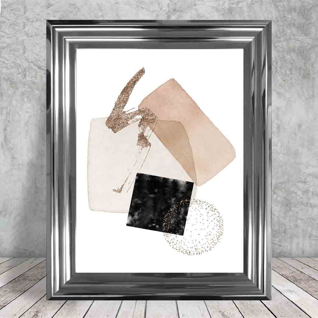 Abstrakter geometrischer Kunstdruck in Schwarz und Gold Nr. 3