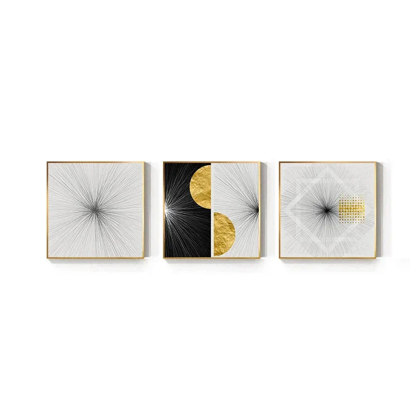 Minimalistische Goldene Sonnenlinien Abstrakte Wandkunst Feine Kunst Leinwanddrucke Quadratformat Bilder Für Modernes Apartment Wohnzimmer Kunst Für Zeitgenössische Interiors