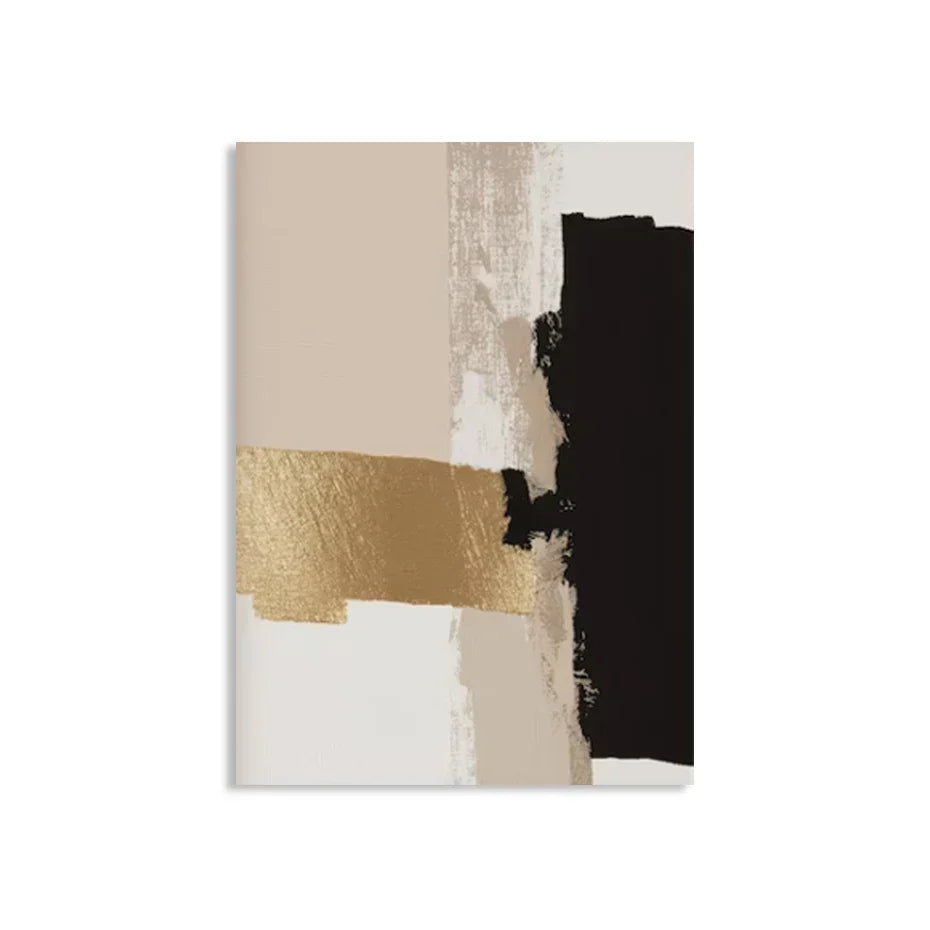 Schwarz Beige Gold Farbblock Abstrakte Wandkunst Fine Art Leinwanddrucke Moderne Bilder Für Wohnzimmer Schlafzimmer Zeitgenössische Inneneinrichtung | Karnz
