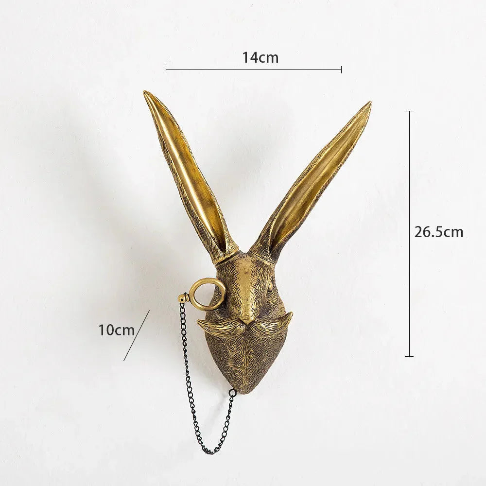 Antiker Tieranhänger aus Kunstharz in Bronzeoptik, goldener Hirschkopf, Wandhaken, Hintergrund-Wandaccessoires, dekorative Figuren