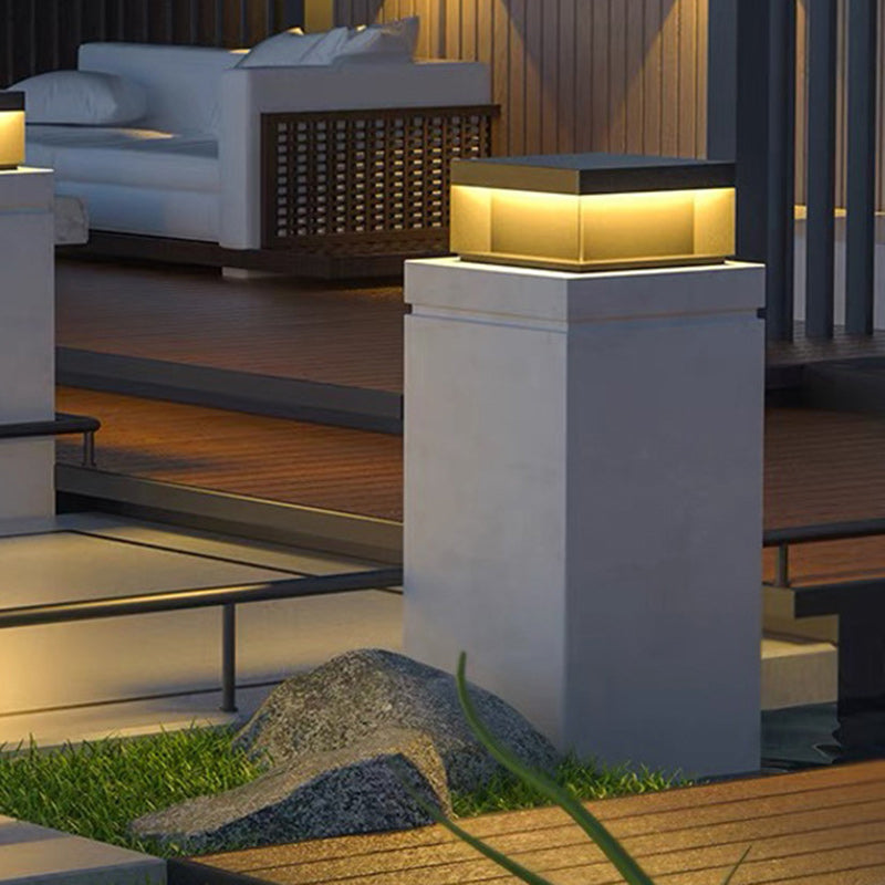 Moderne Minimalistische Edelstahl Quadratische LED Außenleuchte Mit Solar- und wasserdichten Eigenschaften Für Garten, Terrasse, Tor | Karnz