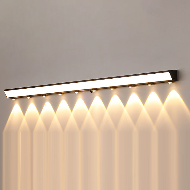 Solarbetriebene, wasserdichte, rechteckige LED-Wandleuchte mit Bewegungsmelder aus Acryl, Aluminium und Edelstahl für die Terrasse