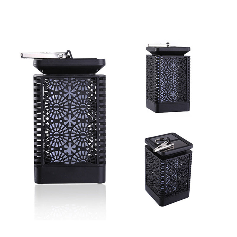 Moderne, retro-solarwasserdichte rechteckige Laterne mit Flammenform, ABS-LED-Gartenleuchte für den Außenbereich