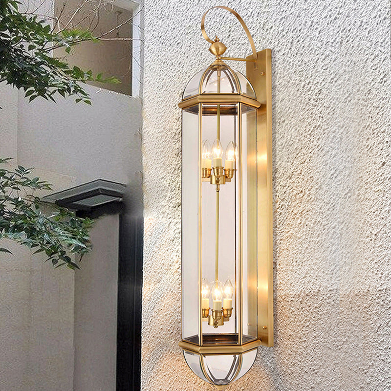 Moderne Luxus Wasserdichte Zylinder Rechteck Halbrund Kupfer Glas 1/3/6 Licht Wandleuchte Lampe Für Garten | Karnz