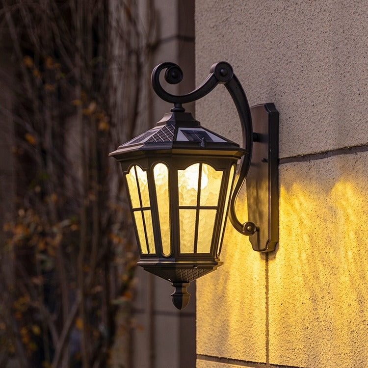 Traditionelle europäische Laterne Wasserdicht Aluminium Glas 1-Licht Wand sconce Lampe Für Außen patio | Karnz