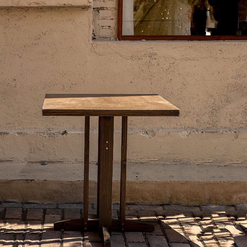 Zeitgenössisches Retro Massivholz Sperrholz & Eisen Runde Quadratische Kaffeetisch- und Stuhlset für Balkon & Wohnzimmer | Karnz