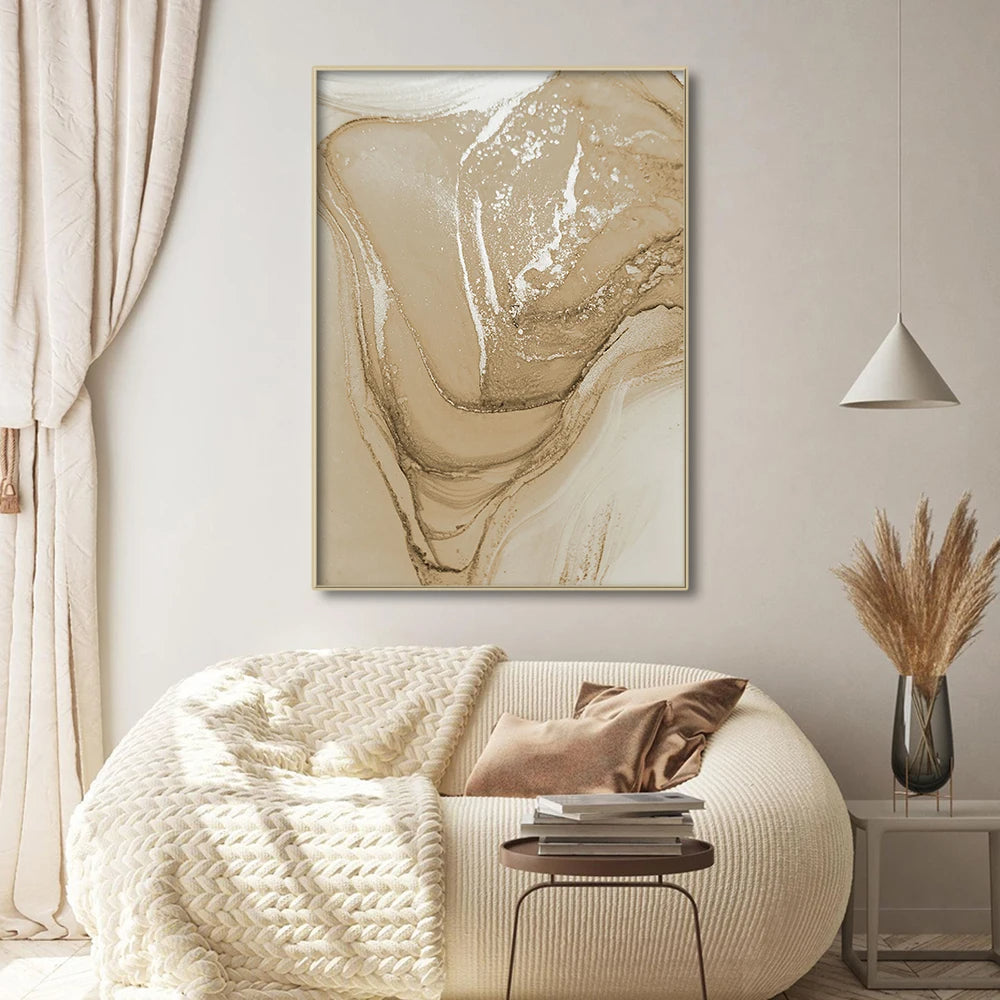 Set von 3 Stücken Beigefarbene Chic Flüssigmarmor Wandkunst Feine Kunst Leinwanddrucke Bilder Für Neutrale Farbige Wohnzimmer Schlafzimmer Kunst Moderne Hausinterieurdekoration