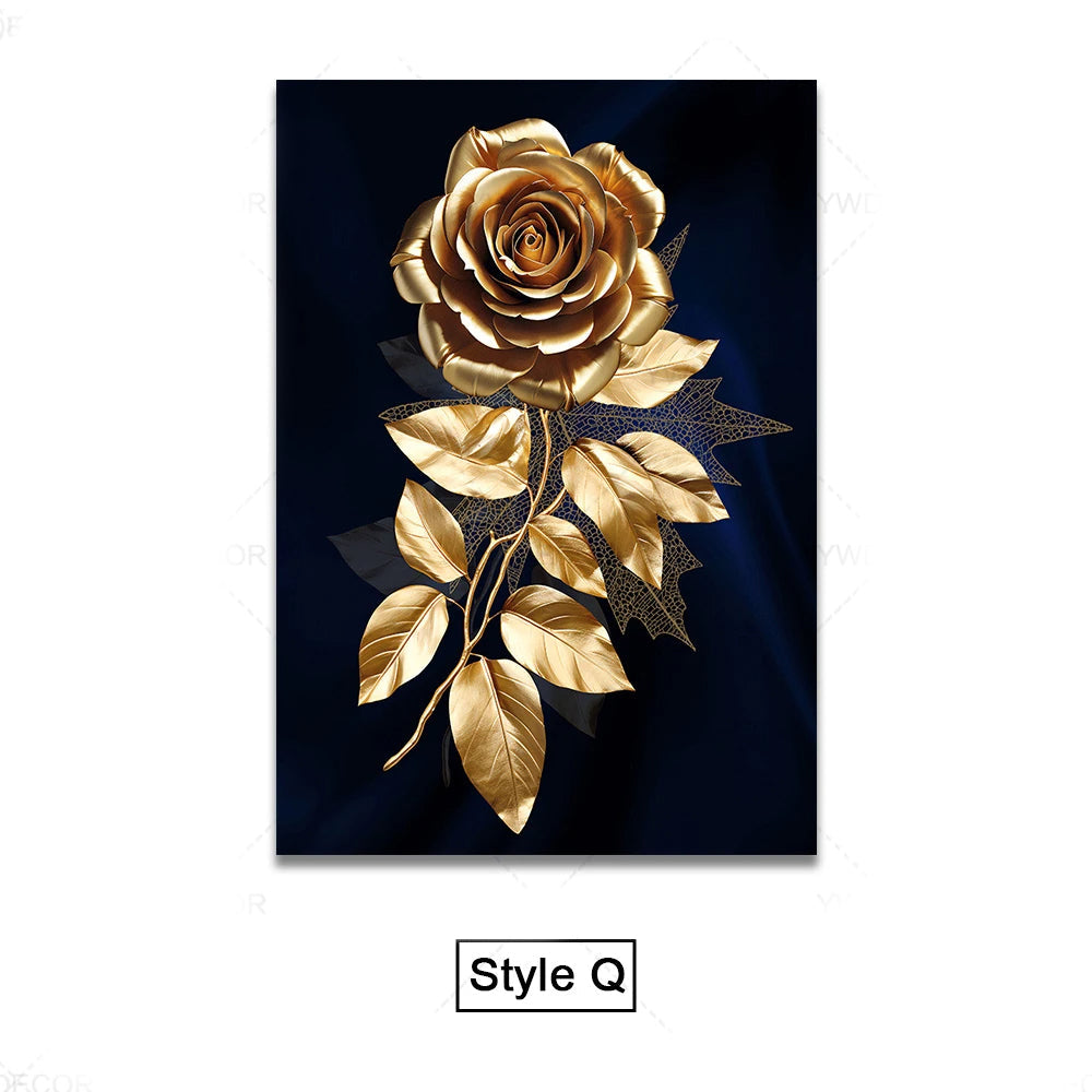 Schwarze Goldene Tropische Blätter Wandkunst Feine Kunst Leinwanddrucke Moderne Botanische Bilder Für Luxuriöses Wohnzimmer Esszimmer Home Office Dekor | Karnz