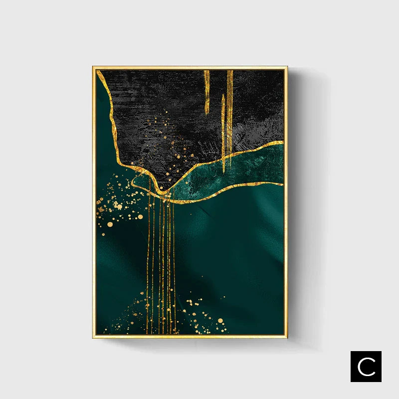 Schwarz Grün Golden Flüssige Marmor Druck Wandkunst Feine Kunst Leinwanddrucke Bilder Für Wohnzimmer Esszimmer Leichte Luxus Wohnkultur