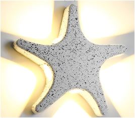 Moderne, schlichte LED-Wandleuchte aus Aluminium im Seestern-Design, wasserdicht, für die Terrasse