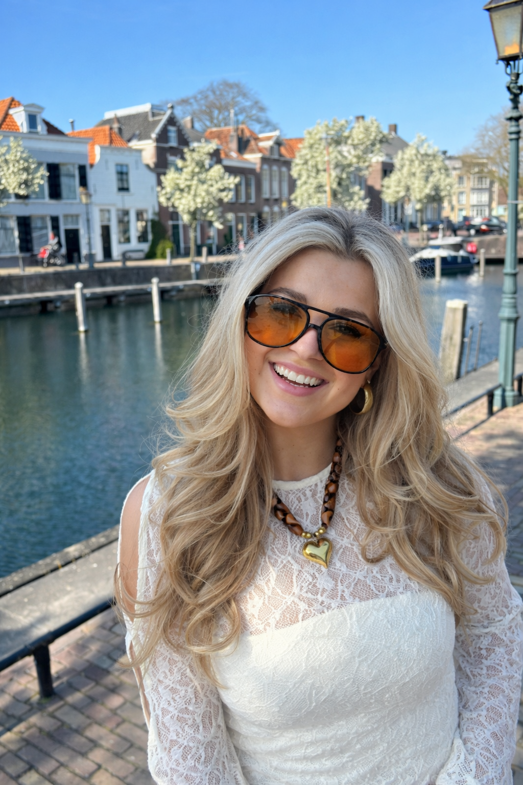 Überdimensionale Aviator-Sonnenbrille mit orangefarbenen Gläsern und UV-Schutz | Karnz