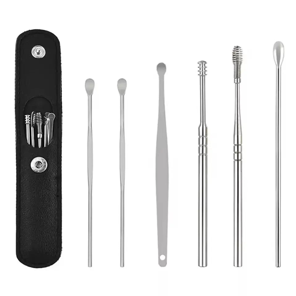 Edelstahl Ohrreiniger Set 6-teilig für Ohrenpflege | Karnz
