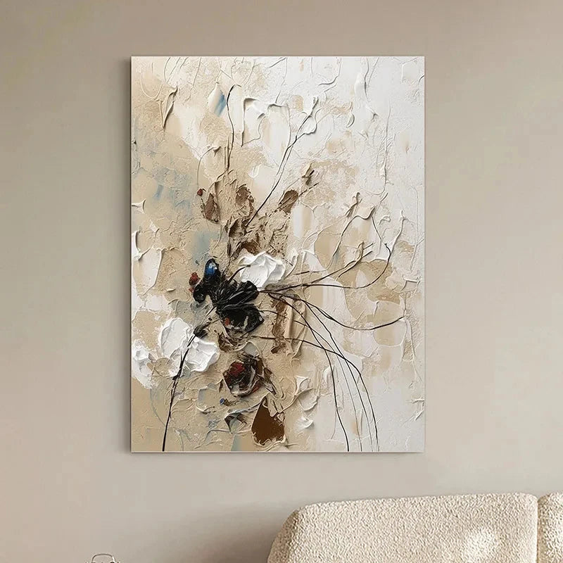 Elegante Blumen mit goldenen Akzenten Wandkunst Feine Kunst Leinwanddrucke Moderne abstrakte botanische Bilder für Wohnzimmer Eingangsbereich Wanddekoration | Karnz