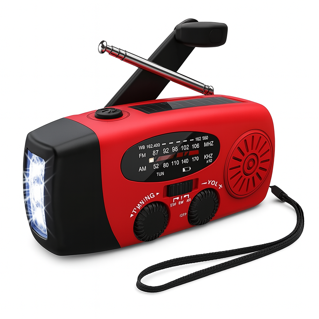 CrisisReady Handkurbel Notfallradio – AM/FM Radio mit Powerbank, Taschenlampe & USB-C Ladegerät | Karnz