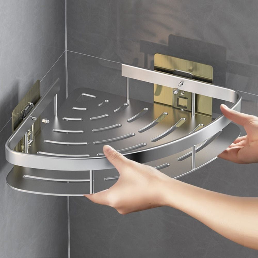 Eckhalter Aluminium Wandregal – Platzsparender Badorganisator Ohne Bohren | Karnz