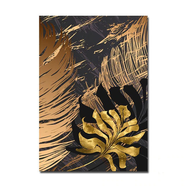 Nordic Tropical Gold Leaves Abstract Wall Art Posters Fine Art Canvas Prints Pictures Für Modern Apartment Wohnzimmer Dekor