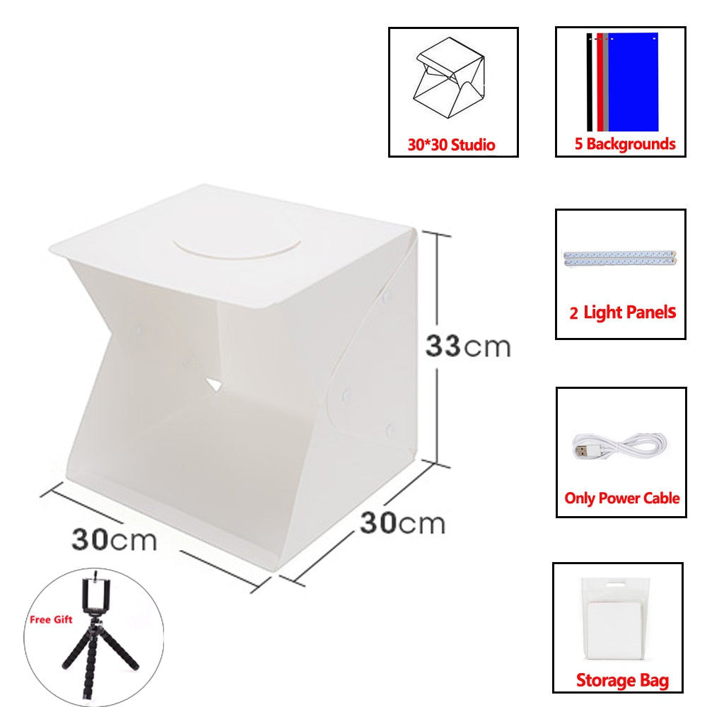 Mini Foto Studio - Faltbare Lichtbox mit LED | Karnz
