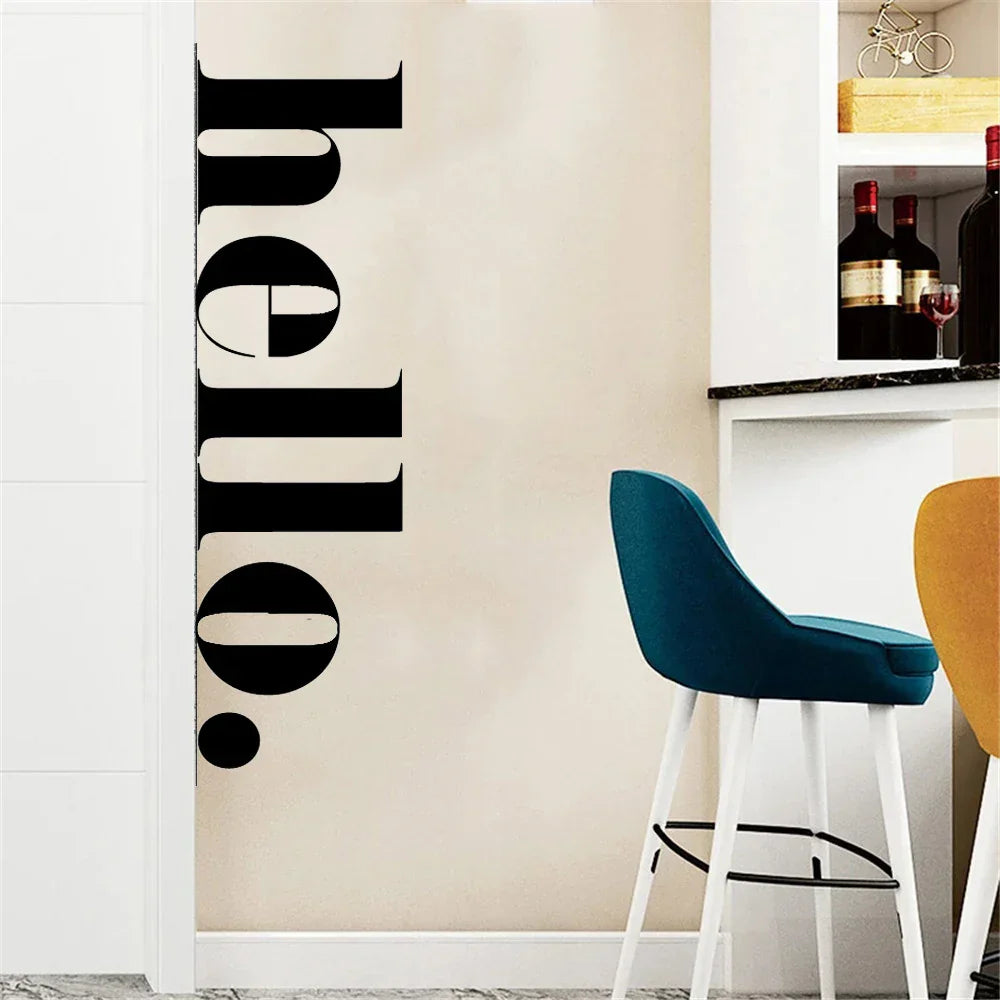 Big Hello Wandaufkleber Moderne Typografie Willkommen Beschilderung Abnehmbar Peel and Stick PVC Vinyl Wandtattoo Für Eingangsbereich Flur Kreative DIY Wanddekoration | Karnz