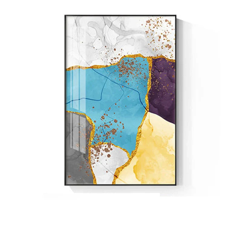 Abstrakte blaue gelbe graue Marmor Druck Wandkunst Fine Art Leinwanddrucke Bilder für moderne Wohnung Wohnzimmer Home Office Kunst Dekor
