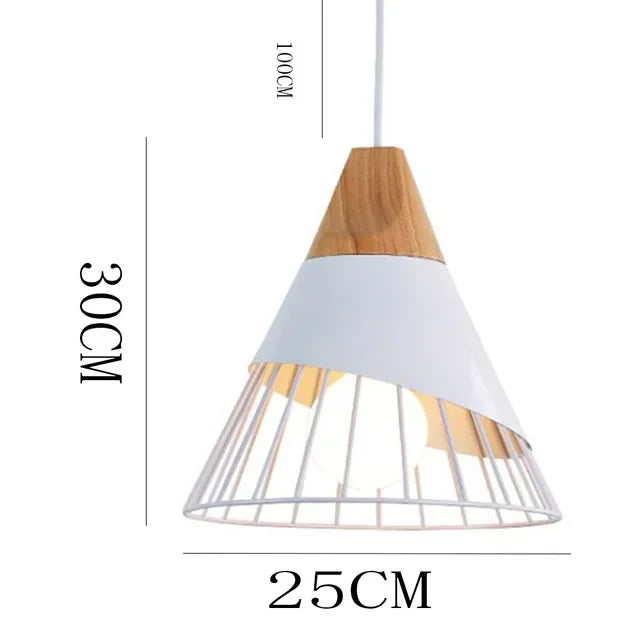 Vintage Pendelleuchte mit Kabel – Industrielle Hängelampe aus Metall und Holz | Karnz