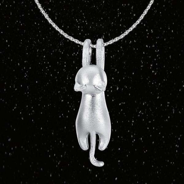 Hängende Katze 925 Silber Halskette | Karnz