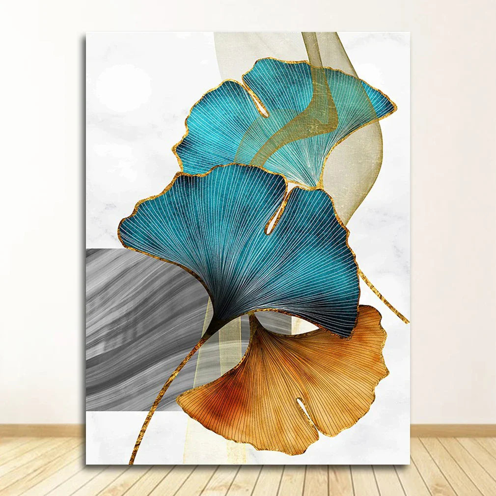 Abstrakte exotische botanische Wandkunst Fine Art Leinwanddrucke Blau Grün Gelb Blumenbilder für Wohnzimmer Schlafzimmer leicht luxuriöse Wohnkultur
