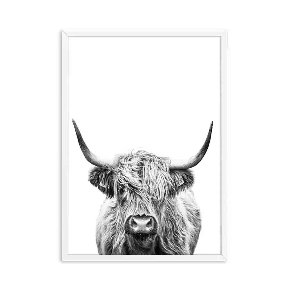 Hochlandrinder Schwarz Weiß Minimalistische Wandkunst Fine Art Leinwanddrucke Poster Bilder Für Wohnzimmer Esszimmer Nordische Wohnkultur