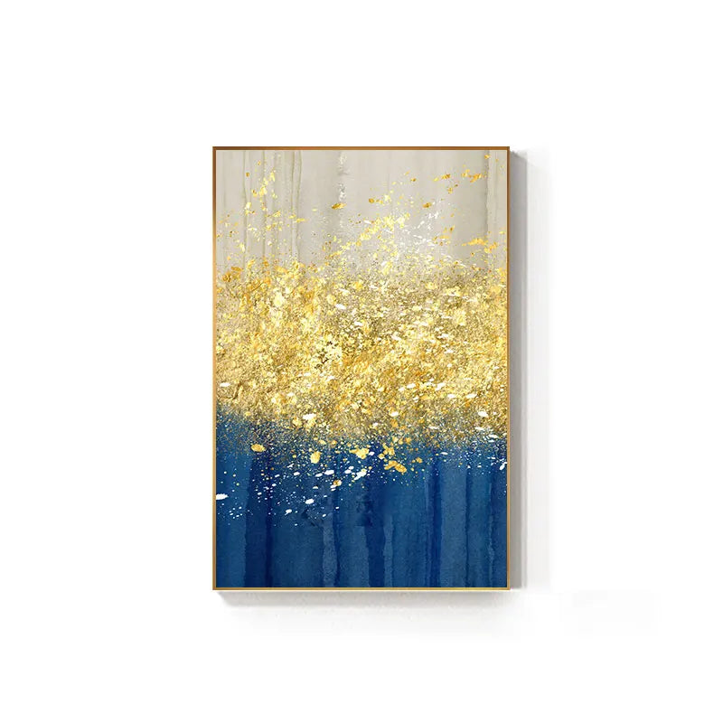 Jade Blau Helles Golden Regen Wandkunst Fein Kunst Leinwanddrucke Glückliche Abstrakte Bilder Für Wohnzimmer Esszimmer Home Office Dekor