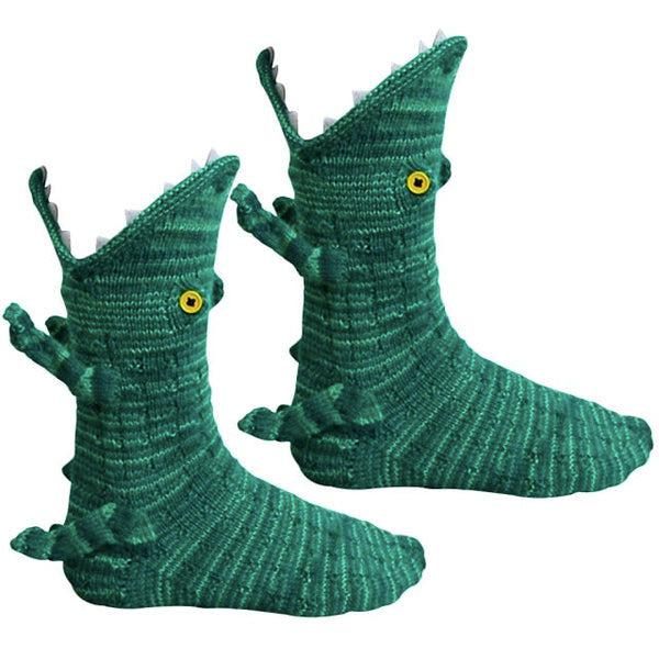 Strick-Krokodil-Bissocken Hausschuhe | Karnz