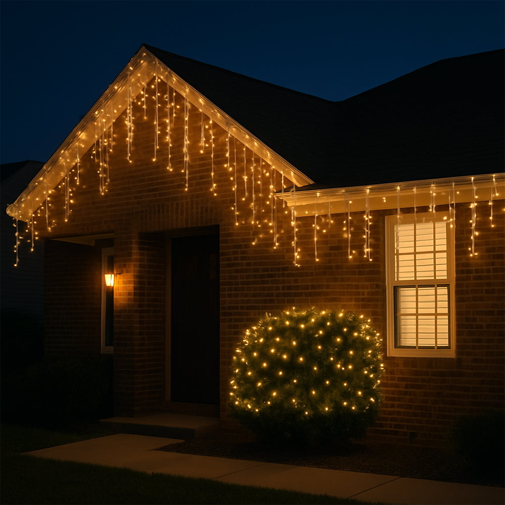 Lichterkette mit Eiszapfen 95 LED 3 Meter, warmweiß | Karnz