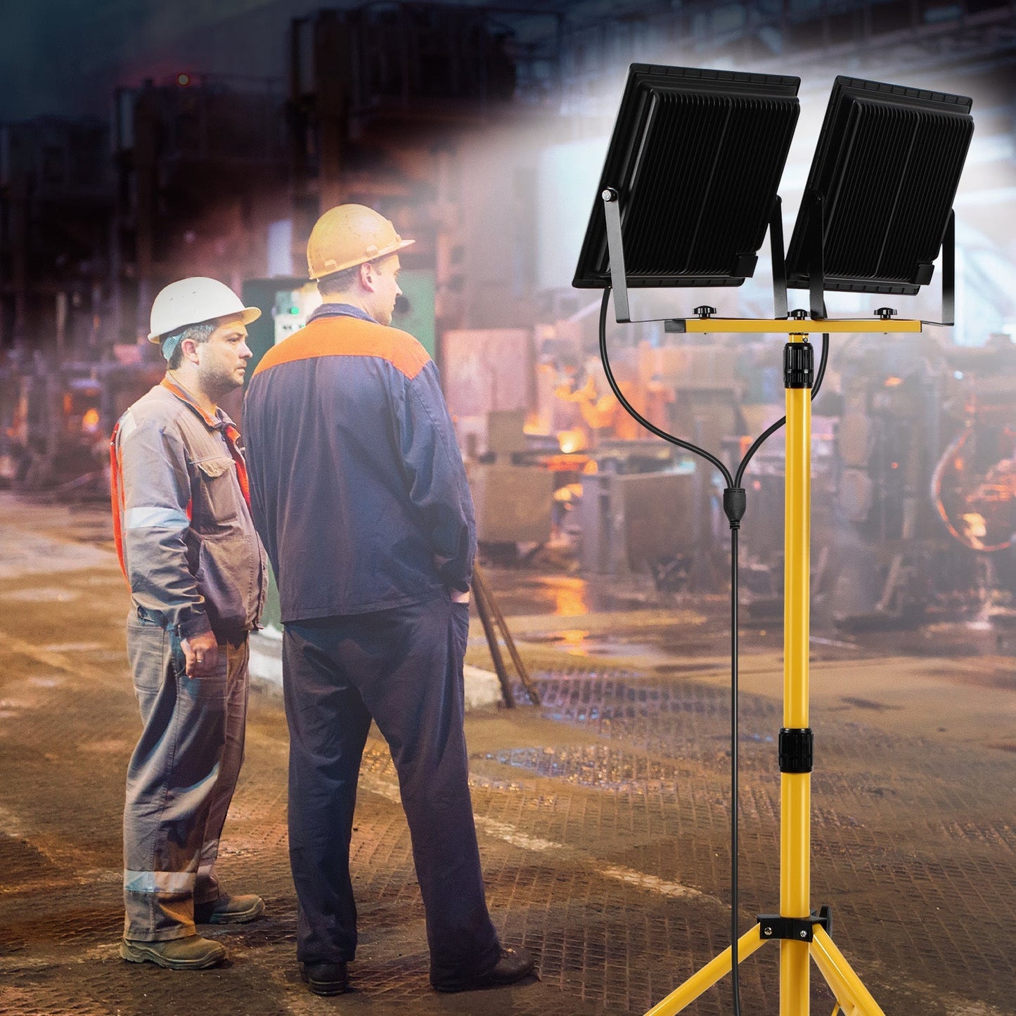 LED Baustrahler 2 x 50W/100W/200W mit Stativ Einstellbar | Karnz