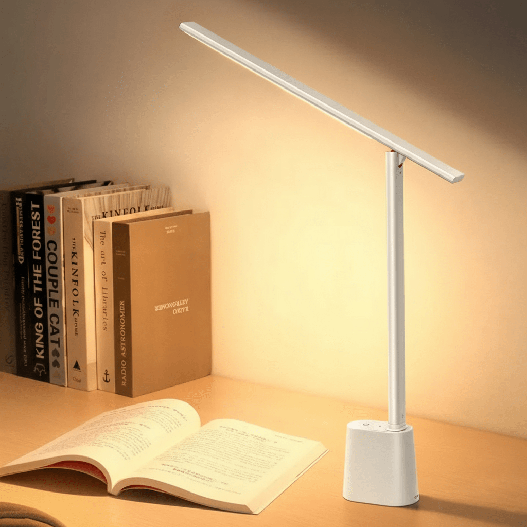 Intelligente, faltbare LED-Schreibtischlampe mit Akku und Dimmfunktion