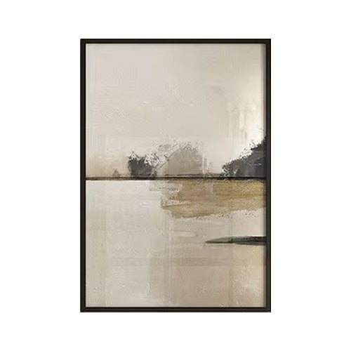 Minimalistische abstrakte Landschaftswandkunst neutrale Farben Fine Art Leinwanddrucke Beige/Schwarz Bilder für Wohnzimmer, Schlafzimmer, Kunst für zeitgenössische Innenräume | Karnz
