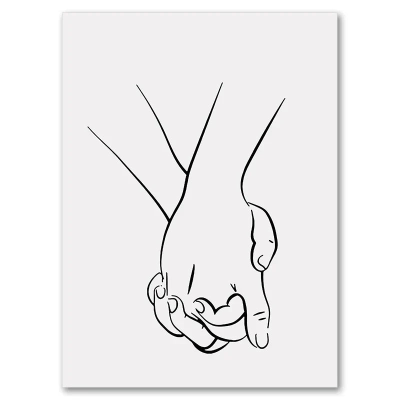 Minimalistische Linienkunst Liebhaber Schwarz Weiß Wandkunst Fine Art Leinwanddrucke Poster Bilder Für Schlafzimmer Wohnzimmer Romantische Paare Kunst Für Moderne Wohnkultur
