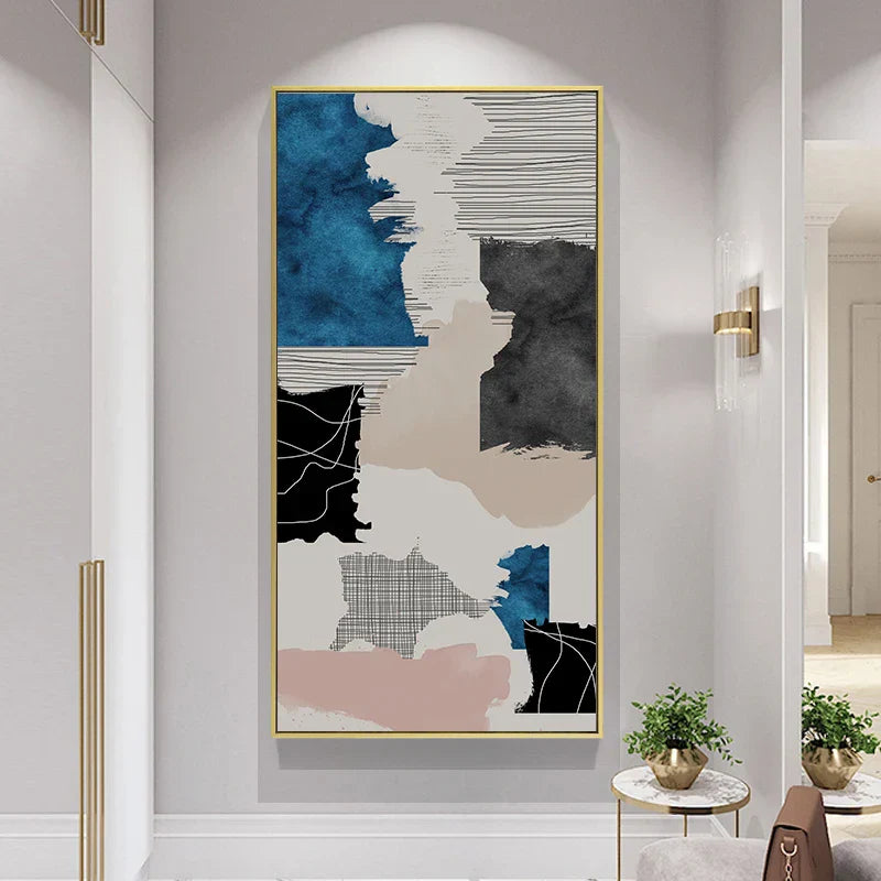Modern Abstrakt Blau Grau Rosa Leinwanddruck Kunstwerk Poster Bild Für Moderne Wohnung Wohnzimmer Schlafzimmer Flur Kunst Für Zeitgenössische Innenräume