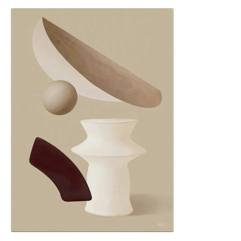 Moderne abstrakte surreale Geometrie Wandkunst feine Kunst Leinwanddrucke neutrale Töne Bilder für Wohnzimmer Esszimmer Schlafzimmer Kunst Dekor