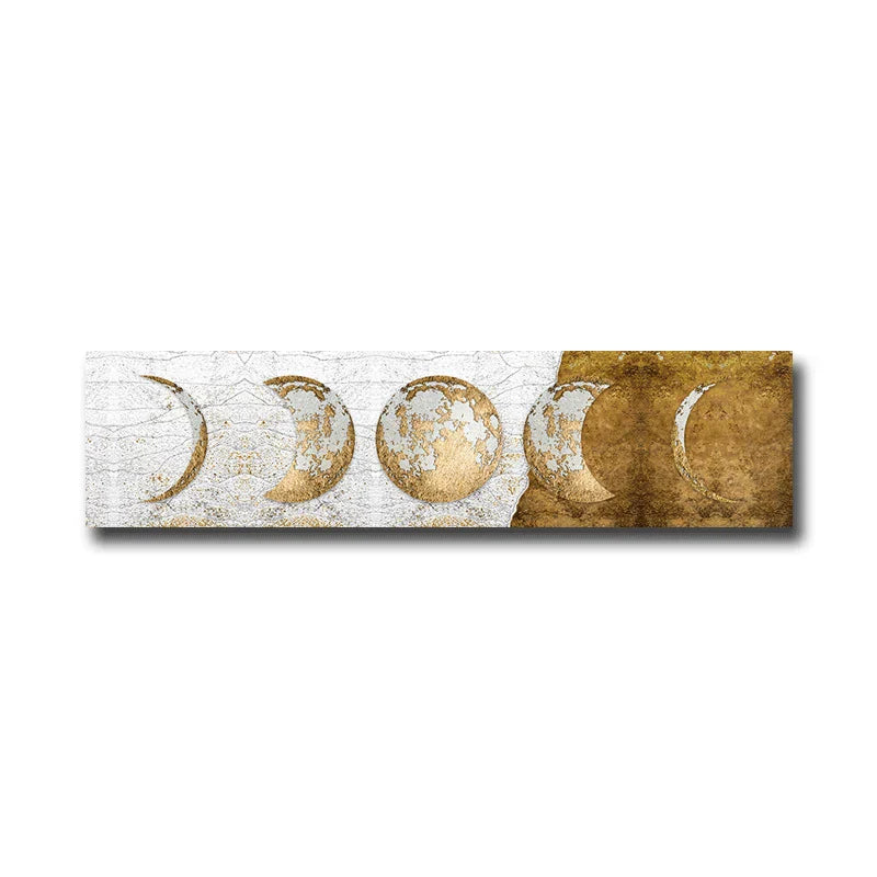 Modern Rustikal Goldene Mondphasen Wandkunst Fine Art Leinwanddrucke Breitformat Bilder Über dem Bett Breite Bilder Über dem Sofa