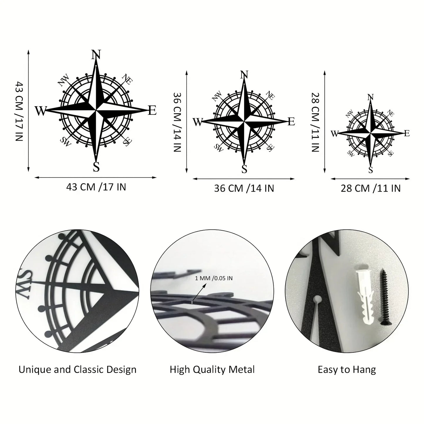 Nautical Compass Rose Eisen Kunst Wandkunst 3D Metall Skulptur Wanddekoration Für Wohnzimmer Esszimmer Kreative Zeitgenössische Nordic Home Office Dekor