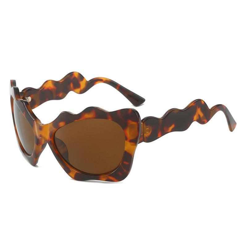 Damen extravagante Sonnenbrille mit wellenförmigem Rahmendesign Karnz