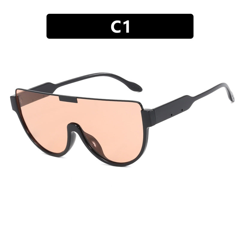 Damen futuristische Oversized-Sonnenbrille mit klarem Full-Rim-Rahmen Karnz