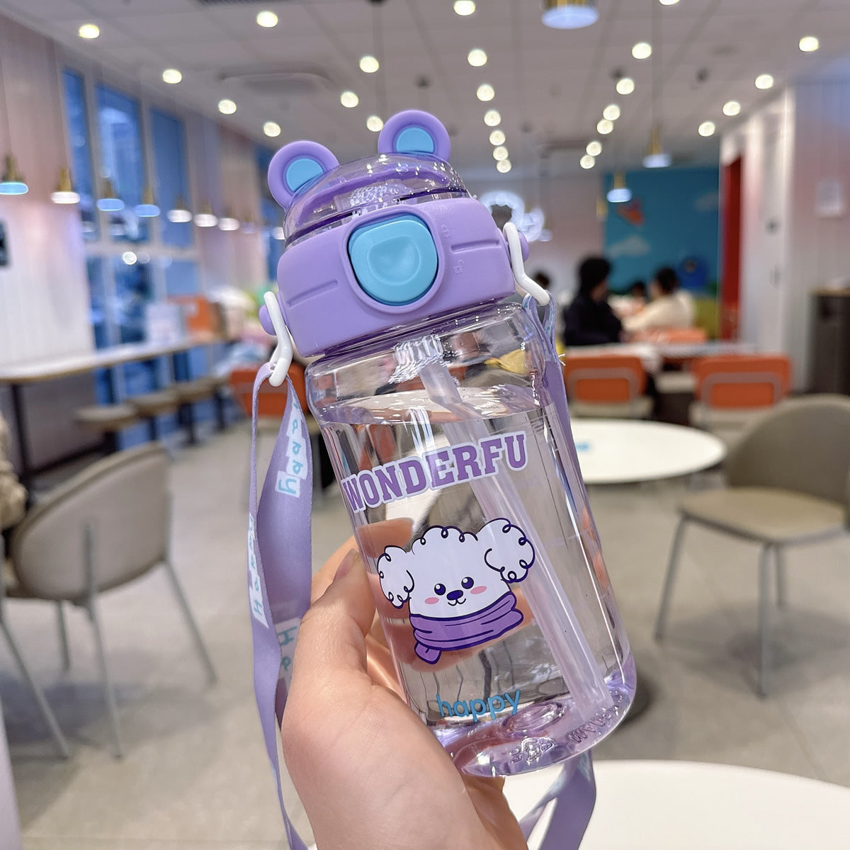 Damen Verspielte wasserfeste Trinkflasche mit Trageband Karnz
