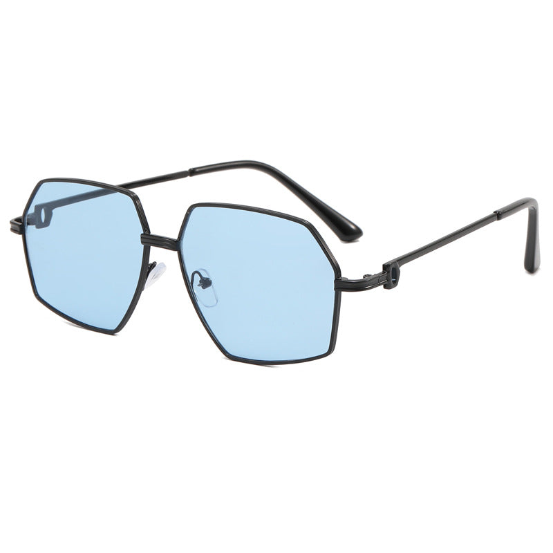 Damen Stylish geometrische Sonnenbrille mit edlem Metallrahmen Karnz