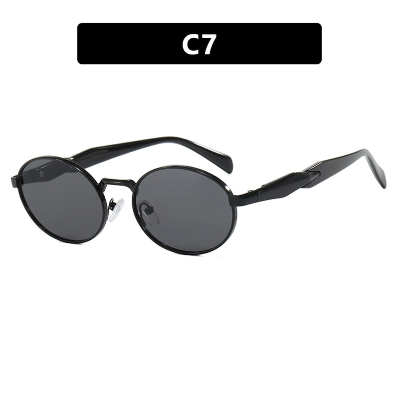 Damen Designer-Sonnenbrille mit einzigartigem ovalem Rahmen und luxuriösen Akzenten Karnz