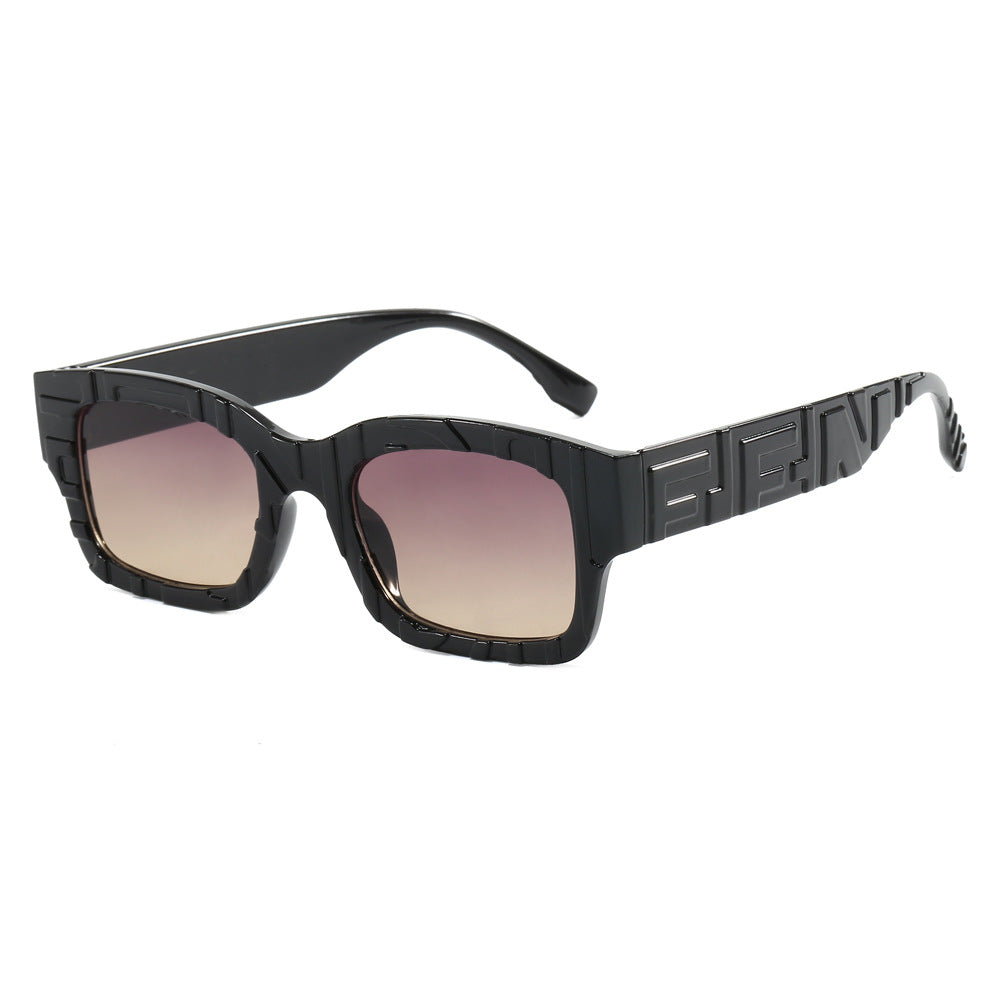 Damen modische quadratische Sonnenbrille mit strukturiertem Rahmen und UV-Schutz Karnz