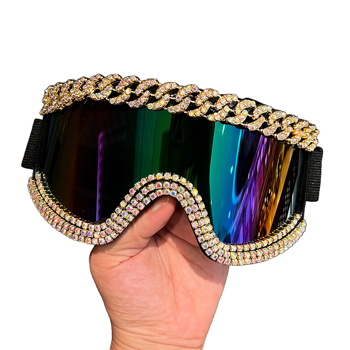 Damen Skibrille mit glamourösem Kristallrahmen Karnz